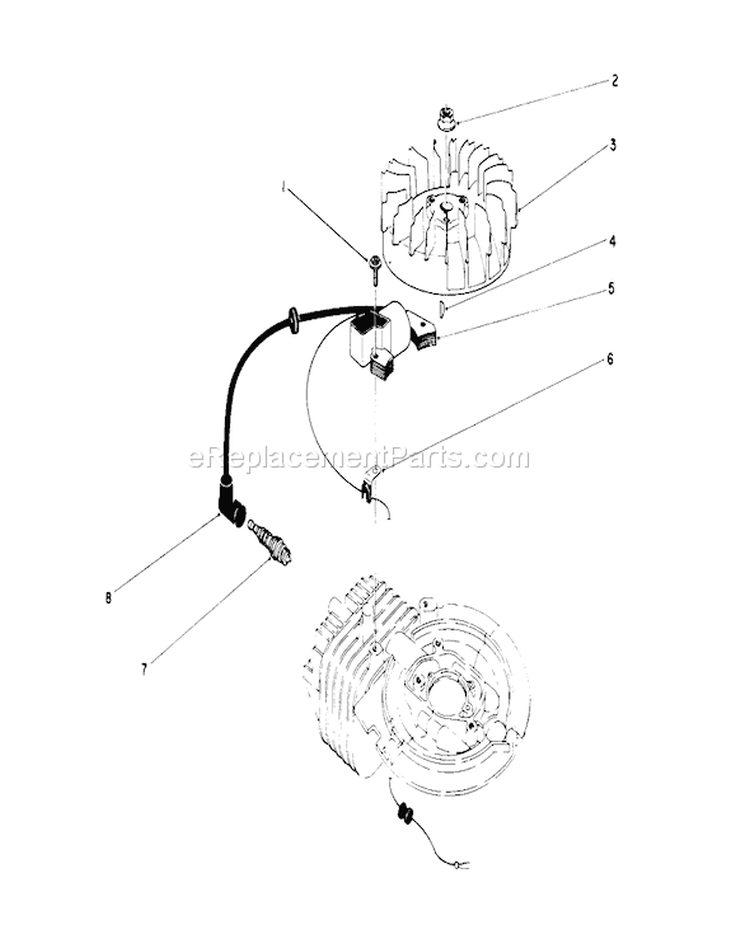Flywheel and Magneto Diagram and Parts List for 16212 5000001-5999999 - 1985 Toro Lawn Mower