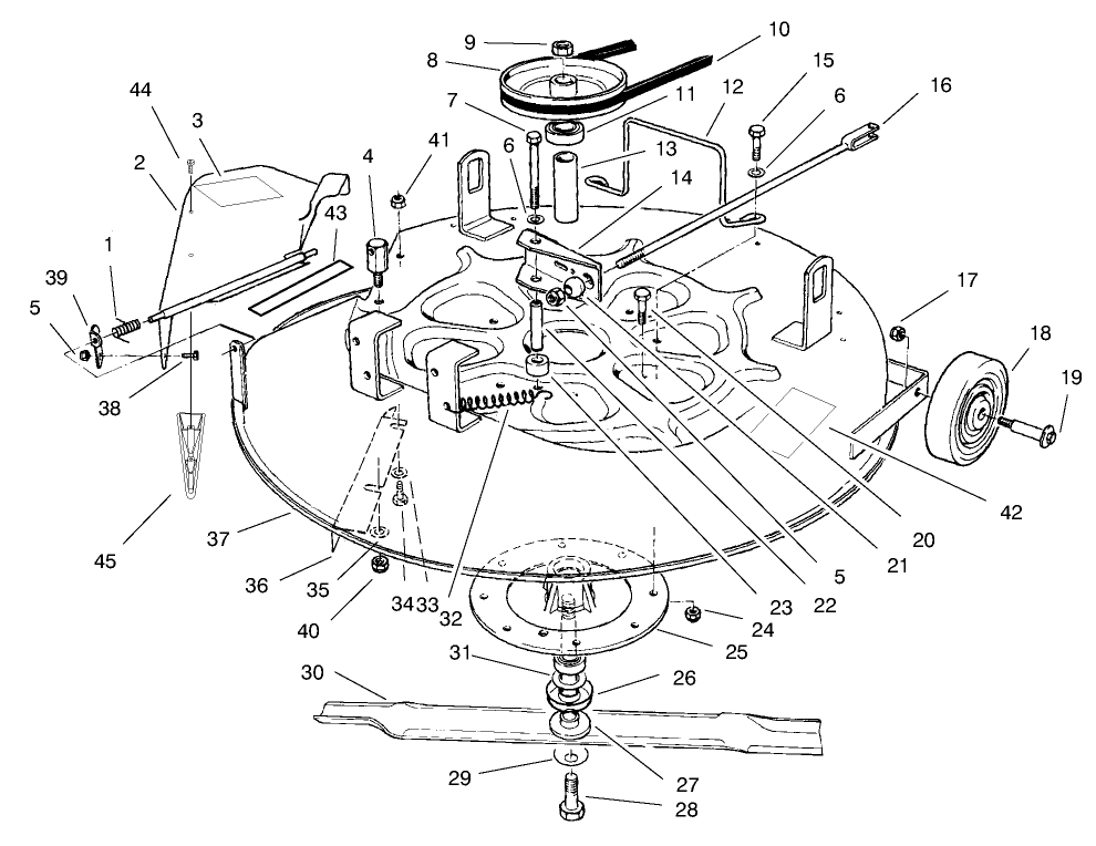 Cutting Unit Assembly Diagram and Parts List for 70060 79000001 - 79999999 Toro Lawn Tractor