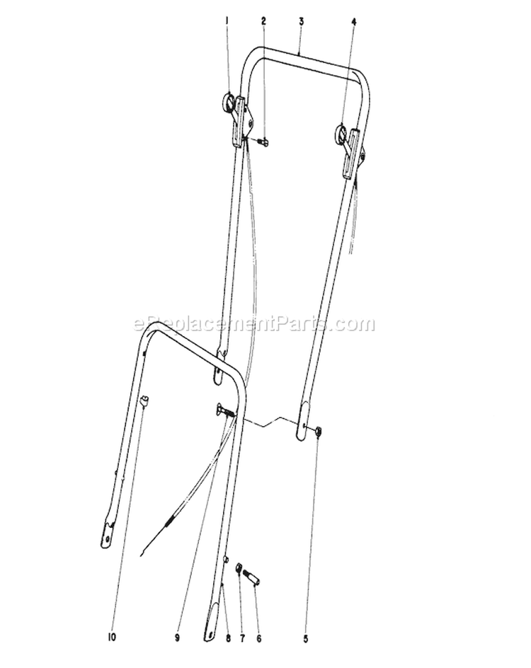 Handle Assembly Diagram and Parts List for 16255 4000001-4999999 - 1974 Toro Lawn Mower