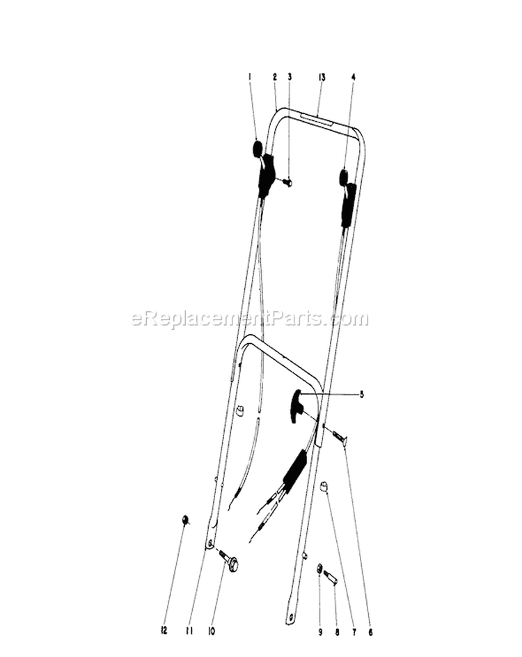 Handle Assembly Diagram and Parts List for 16106 7000001-7999999 - 1977 Toro Lawn Mower