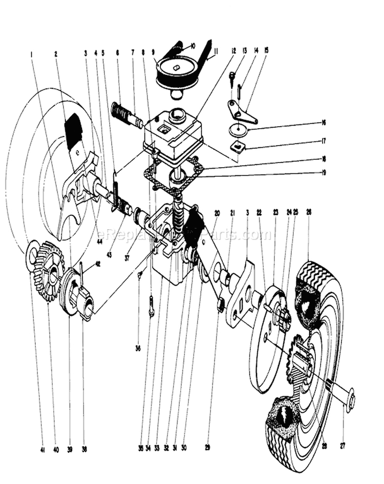 Gear Box Assembly Diagram and Parts List for 16106 7000001-7999999 - 1977 Toro Lawn Mower