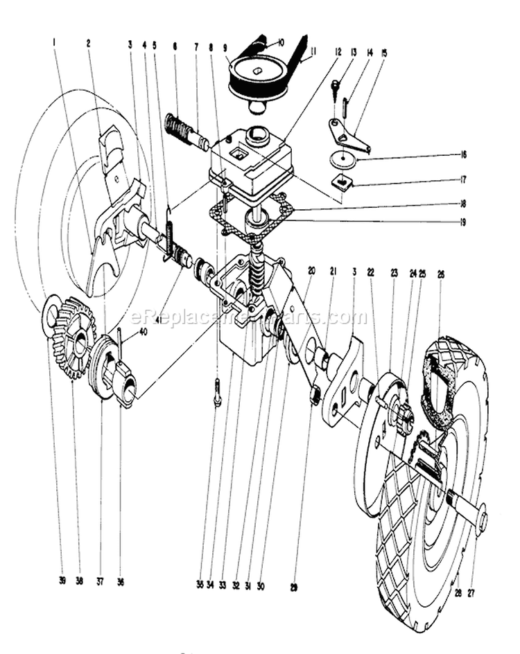 Gear Case Diagram and Parts List for 16268 5000001-5999999 - 1975 Toro Lawn Mower