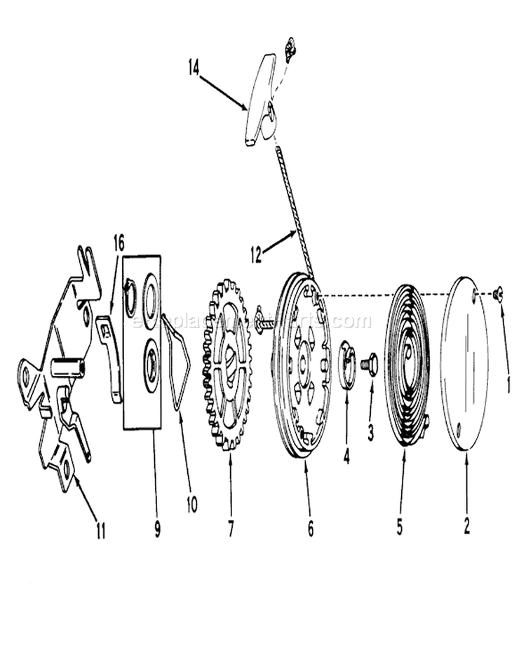 Rewind Starter No. 590519 Diagram and Parts List for 16268 5000001-5999999 - 1975 Toro Lawn Mower