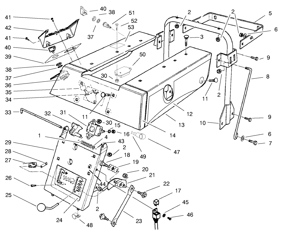 Rear Body Assembly Diagram and Parts List for 70122 9900001 - 9999999 Toro Lawn Tractor