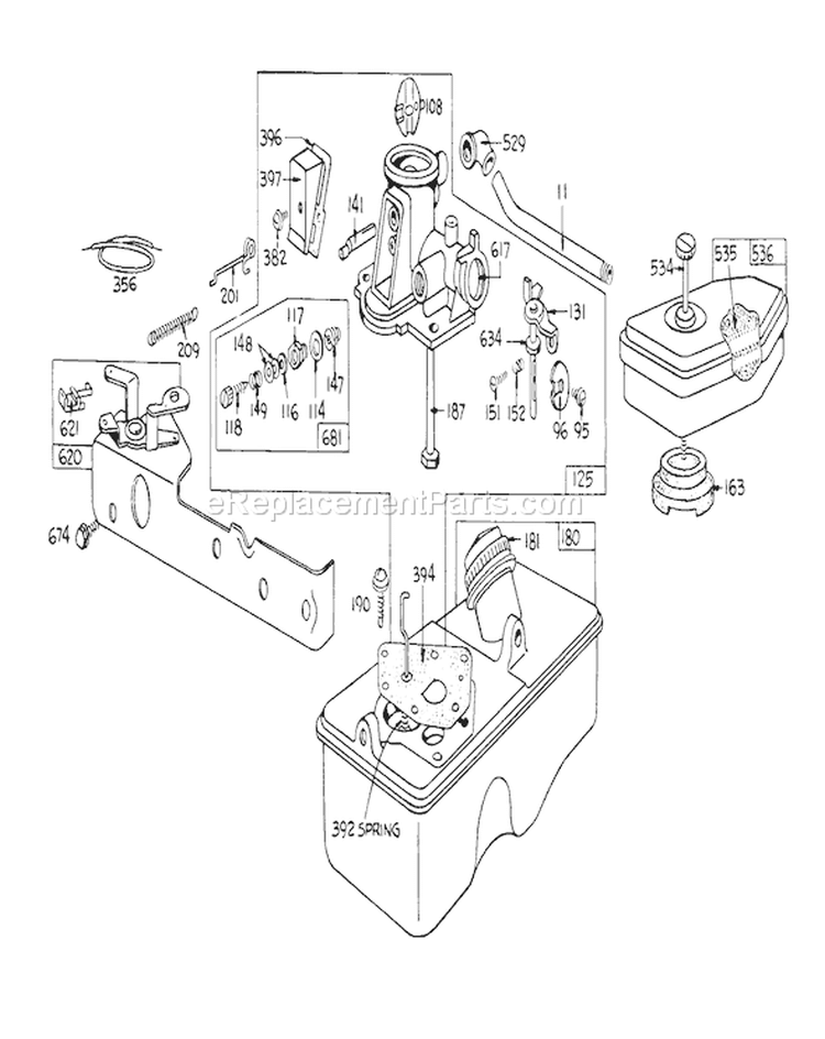 Carburetor Assembly Diagram and Parts List for 16173 3000001-3999999 - 1973 Toro Lawn Mower