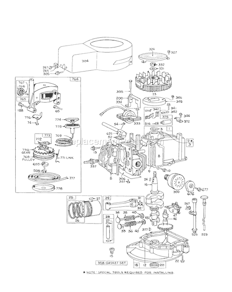 Page C Diagram and Parts List for 16273 5000001-5999999 - 1975 Toro Lawn Mower