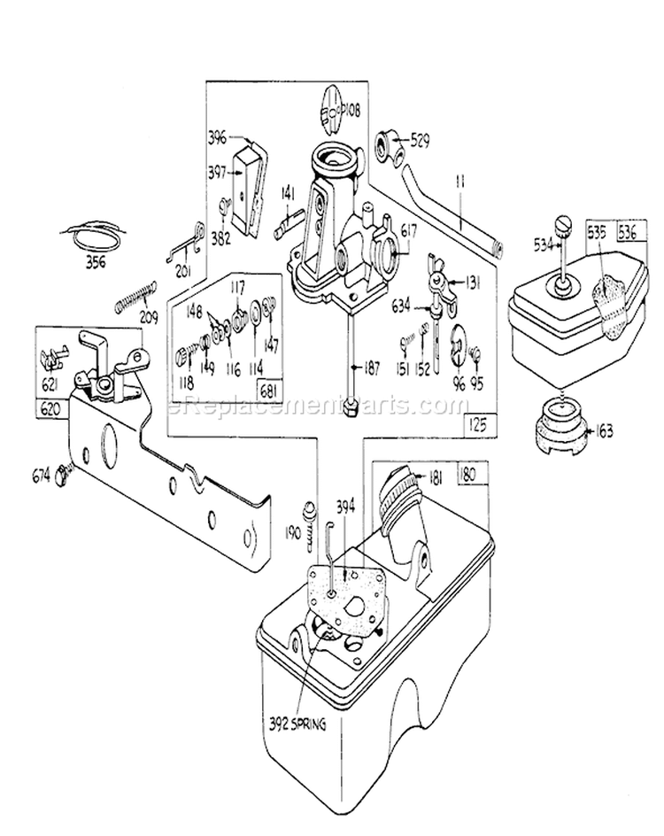 Carburetor Assembly Diagram and Parts List for 16073 6000001-6999999 - 1976 Toro Lawn Mower