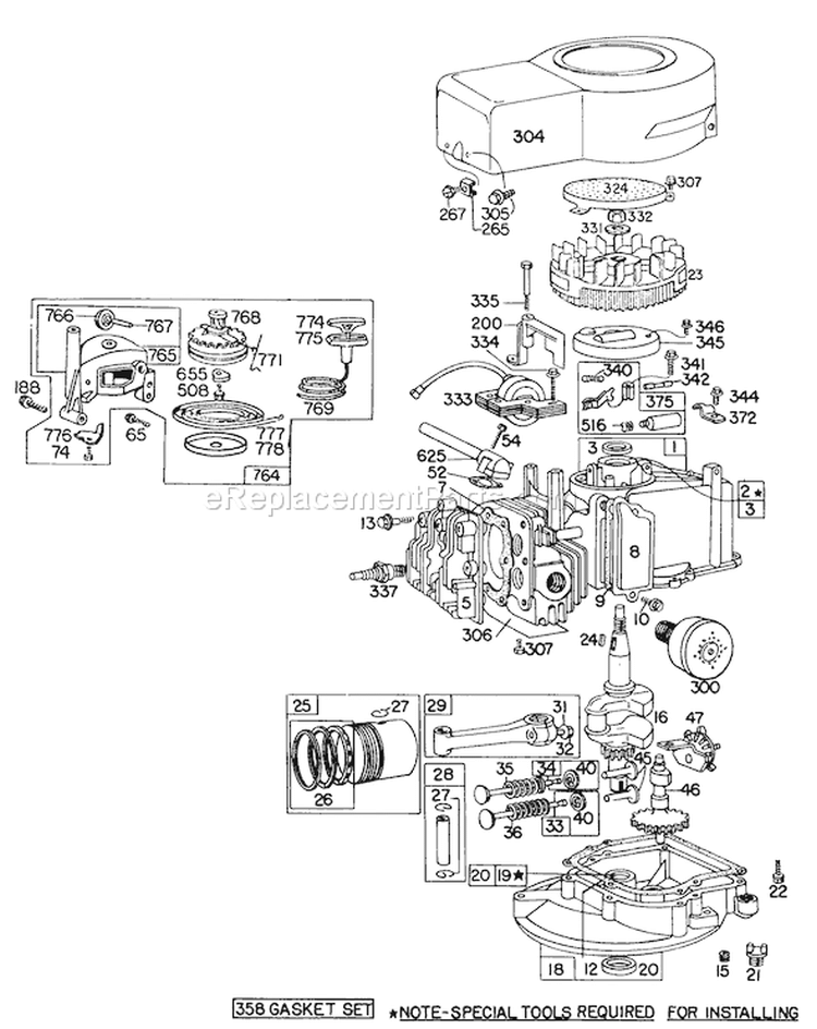 Page E Diagram and Parts List for 16073 6000001-6999999 - 1976 Toro Lawn Mower