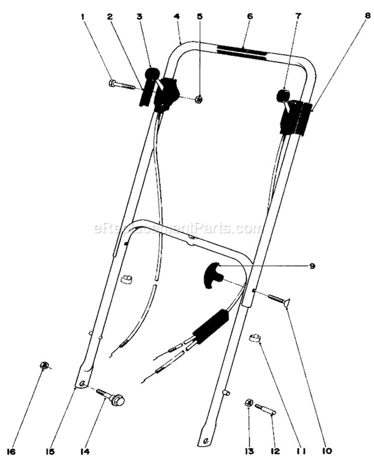 Handle Assembly Diagram and Parts List for 16009 9000001-9999999 - 1979 Toro Lawn Mower