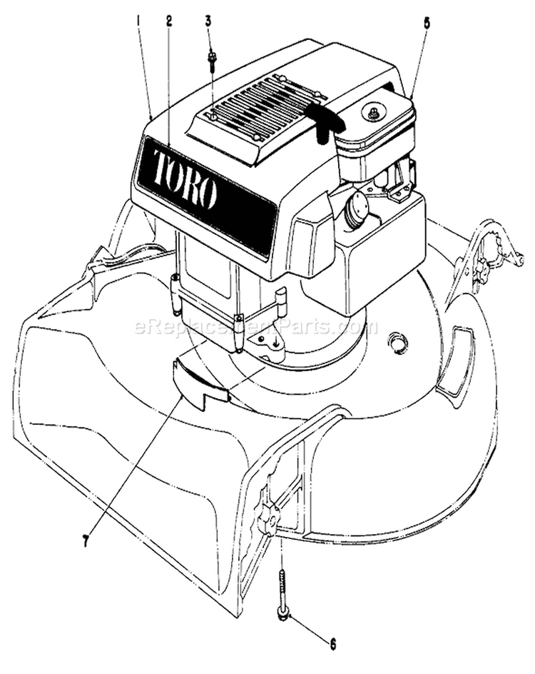 Engine Diagram and Parts List for 16009 9000001-9999999 - 1979 Toro Lawn Mower