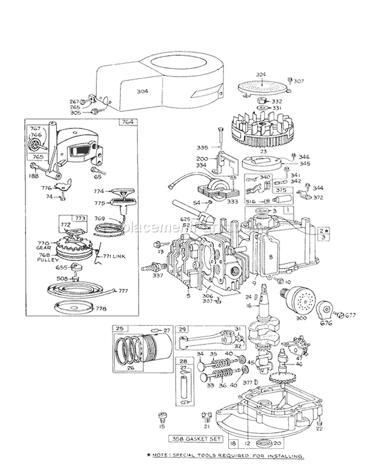 Page F Diagram and Parts List for 16155 7000001-7999999 - 1977 Toro Lawn Mower