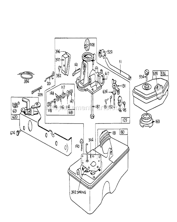 Carburetor Assembly Diagram and Parts List for 16155 8000001-8999999 - 1978 Toro Lawn Mower