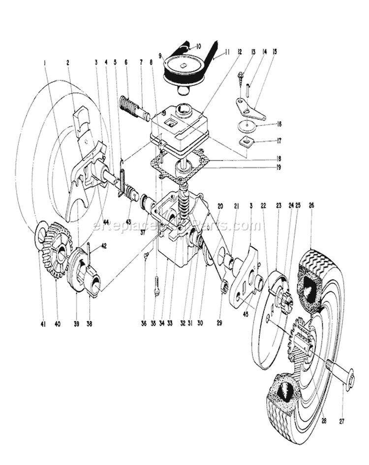 Gear Box Diagram and Parts List for 16287 9000001-9999999 - 1979 Toro Lawn Mower