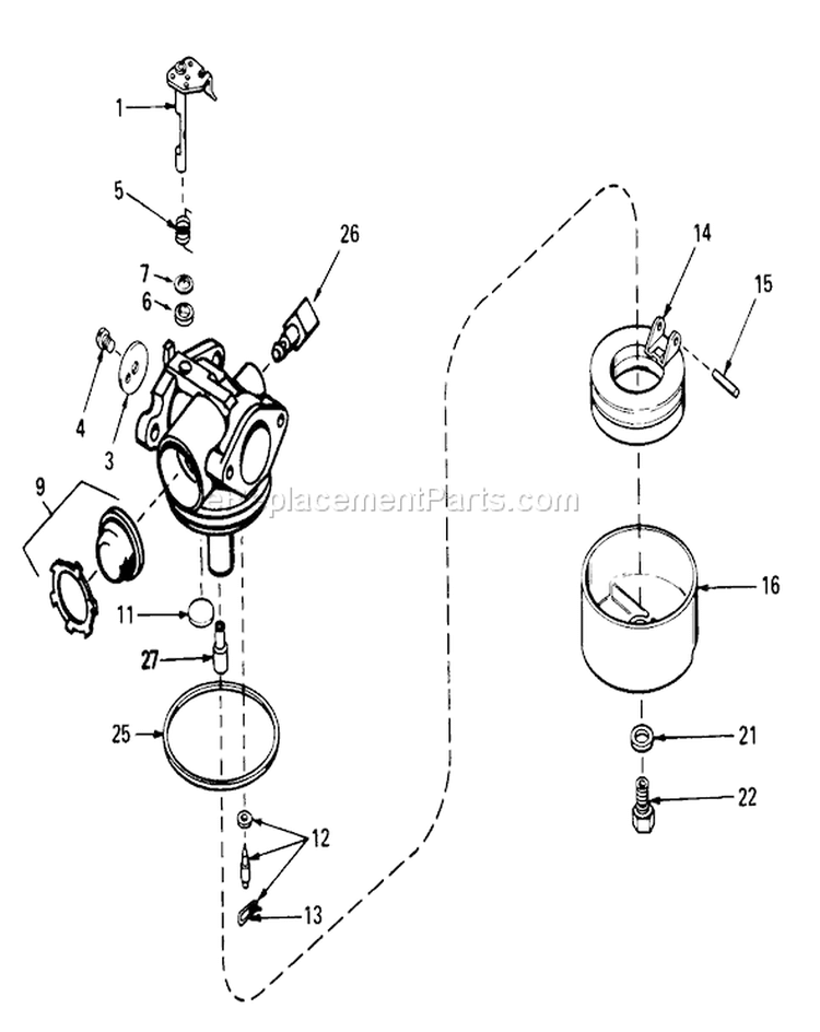 Carburetor Assembly Diagram and Parts List for 16297C 5000001-5999999 - 1985 Toro Lawn Mower