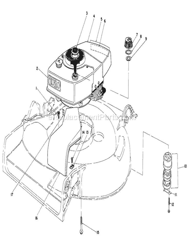Engine Diagram and Parts List for 16297C 5000001-5999999 - 1985 Toro Lawn Mower