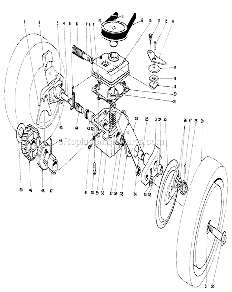 Gear Case Diagram and Parts List for 16297C 5000001-5999999 - 1985 Toro Lawn Mower
