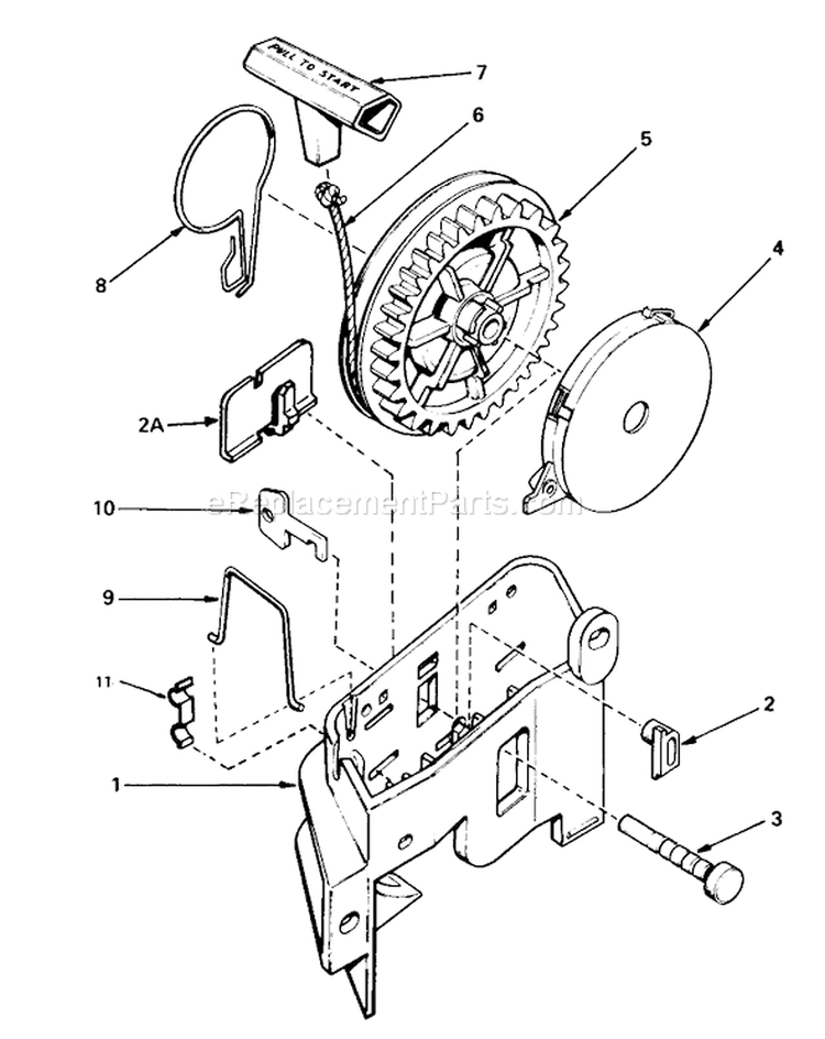 Rewind Starter No. 590531 Diagram and Parts List for 16297C 5000001-5999999 - 1985 Toro Lawn Mower