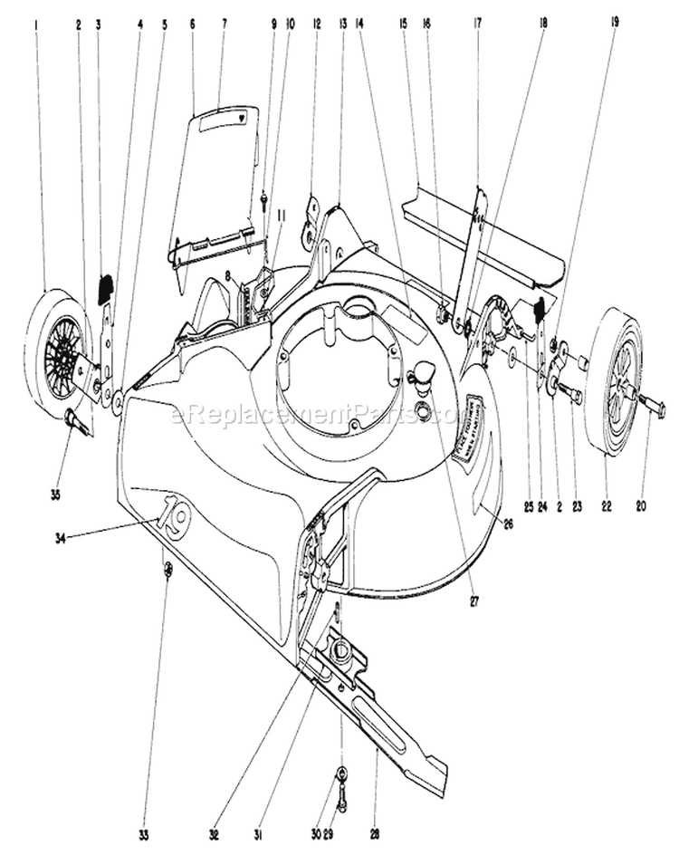 Housing Assembly Diagram and Parts List for 16297 0000001-0999999 - 1980 Toro Lawn Mower