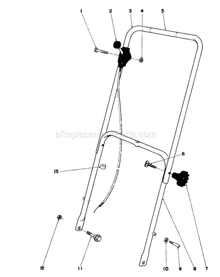 Handle Assembly Diagram and Parts List for 16297 0000001-0999999 - 1980 Toro Lawn Mower