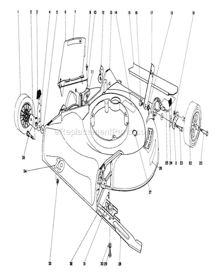 Housing Assembly Diagram and Parts List for 16077 1000001-1999999 - 1981 Toro Lawn Mower