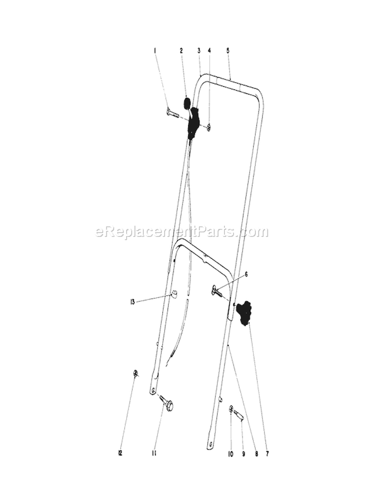 Handle Assembly Diagram and Parts List for 16077 1000001-1999999 - 1981 Toro Lawn Mower