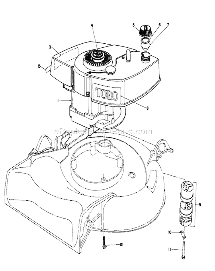 Engine Diagram and Parts List for 16297 2000001-2999999 - 1982 Toro Lawn Mower