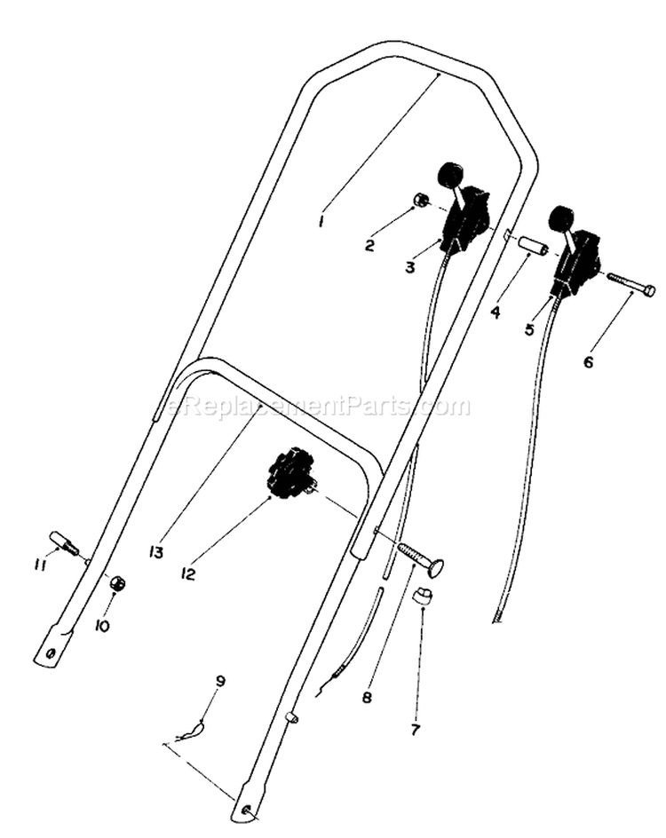 Handle Assembly Diagram and Parts List for 16297 4000001-4999999 - 1984 Toro Lawn Mower