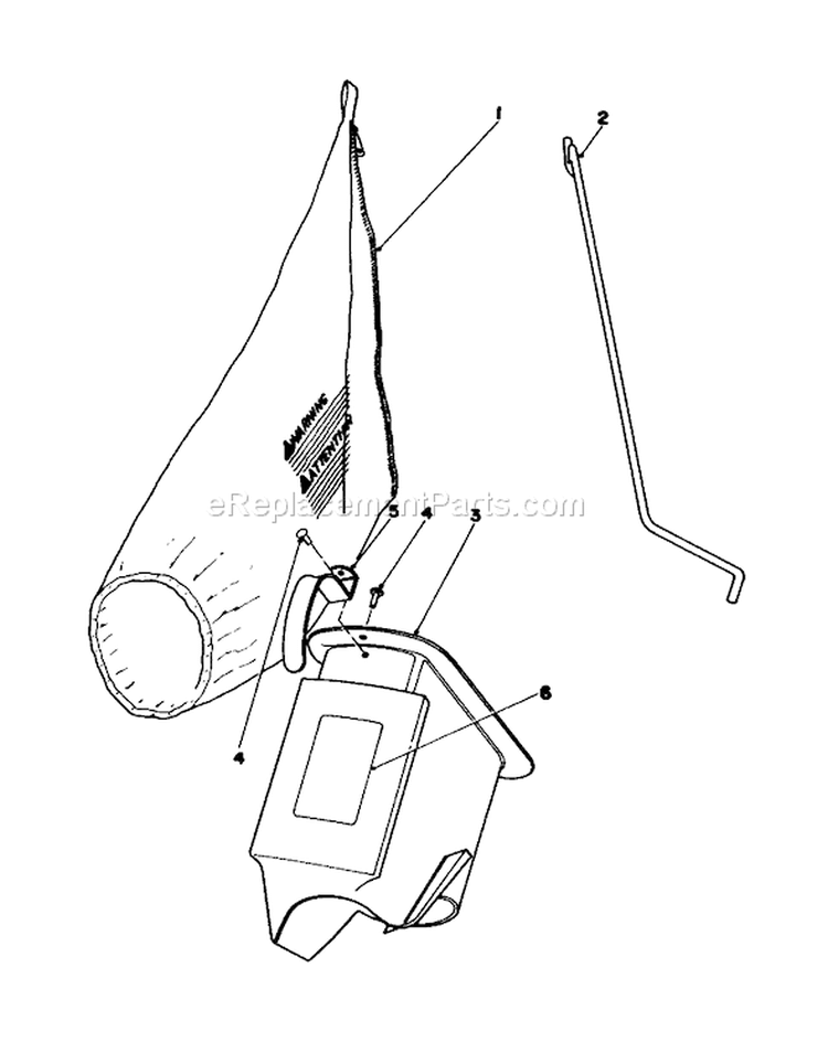 Bagging Kit Diagram and Parts List for 16299C 6000001-6999999 - 1986 Toro Lawn Mower