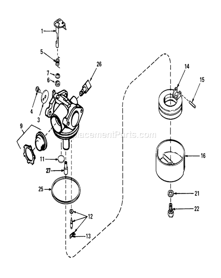 Carburetor Diagram and Parts List for 16299C 6000001-6999999 - 1986 Toro Lawn Mower