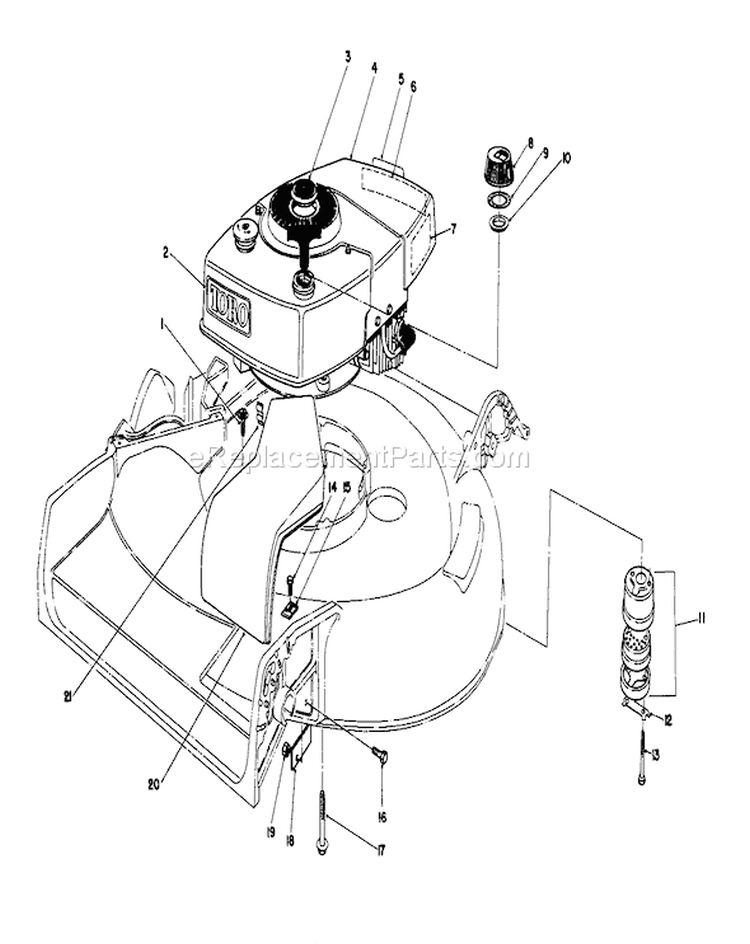 Engine Assembly Diagram and Parts List for 16299C 7000001-7999999 - 1987 Toro Lawn Mower