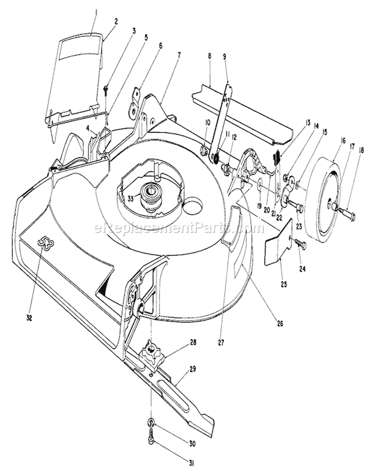 Housing Assembly Diagram and Parts List for 16299C 7000001-7999999 - 1987 Toro Lawn Mower