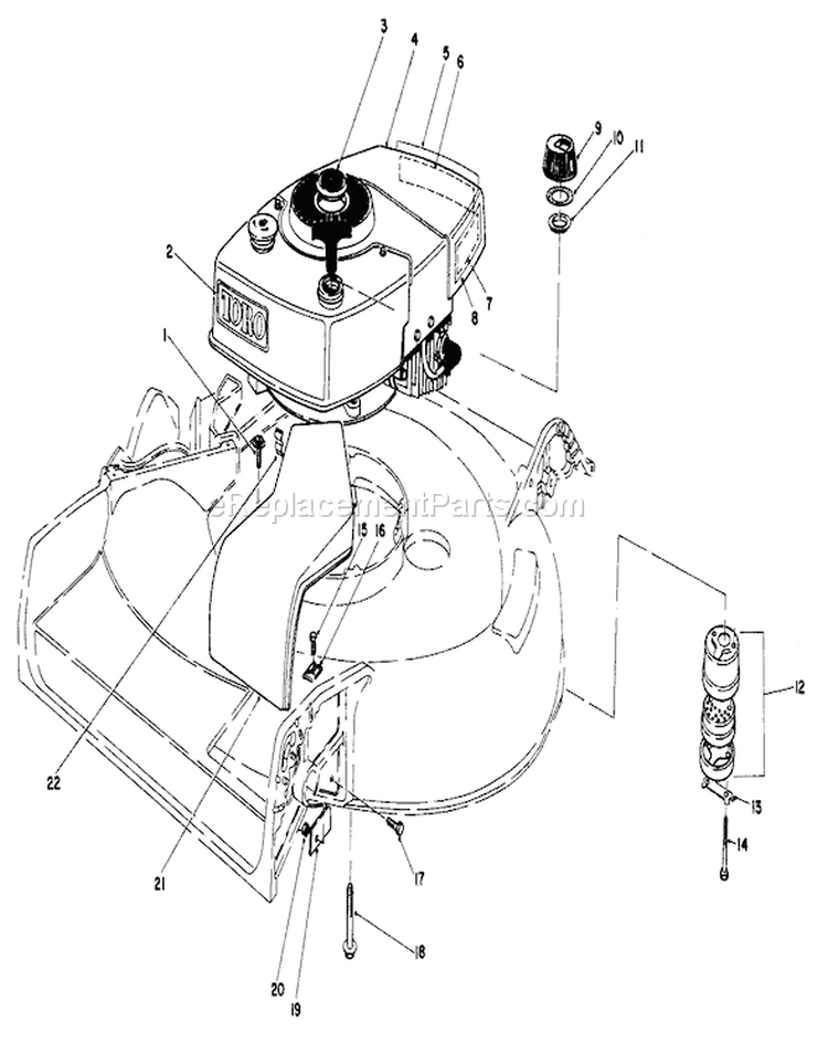 Engine Diagram and Parts List for 16299 4000001-4999999 - 1984 Toro Lawn Mower