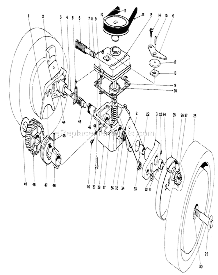 Gear Case Diagram and Parts List for 16299 4000001-4999999 - 1984 Toro Lawn Mower