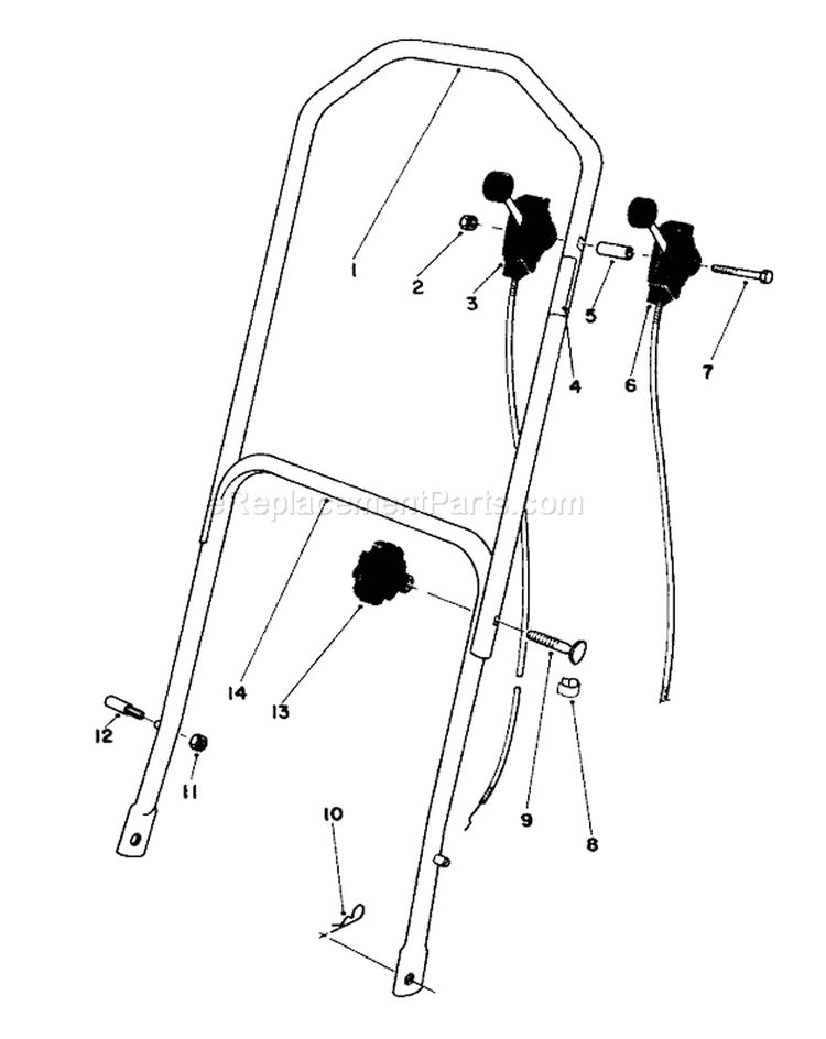 Handle Assembly Diagram and Parts List for 16299 4000001-4999999 - 1984 Toro Lawn Mower