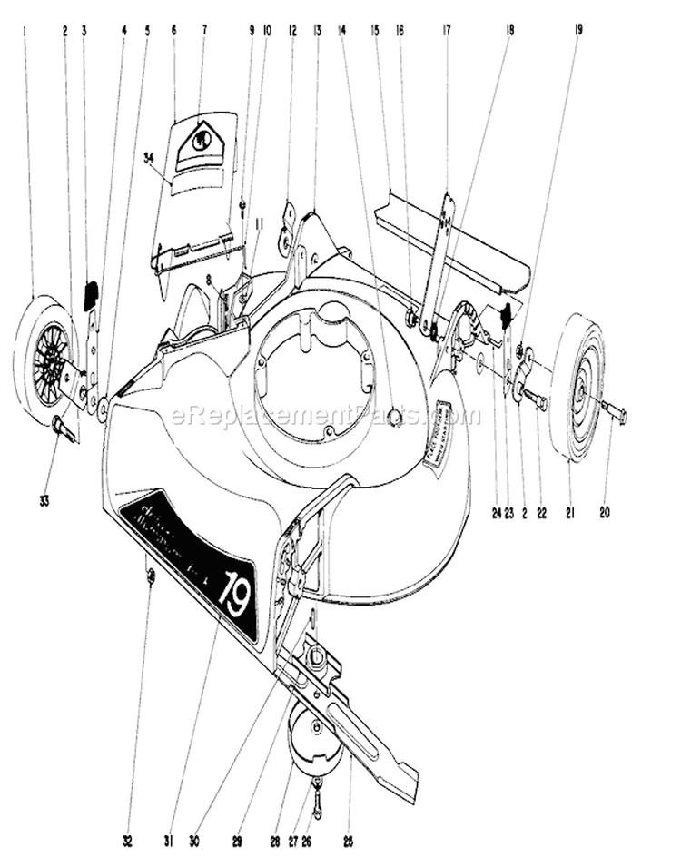 Housing Assembly Diagram and Parts List for 16300 1000001-1999999 - 1981 Toro Lawn Mower