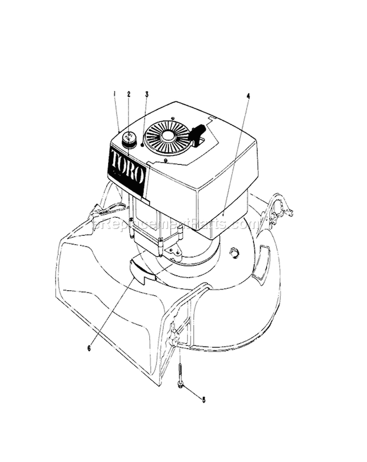 Engine Assembly Diagram and Parts List for 16300 1000001-1999999 - 1981 Toro Lawn Mower