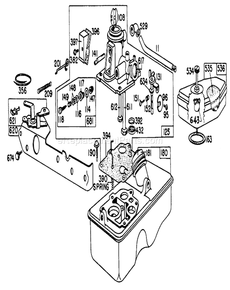 Carburetor Assembly Diagram and Parts List for 16310 2000001-2999999 - 1982 Toro Lawn Mower