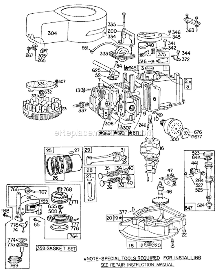 Engine Diagram and Parts List for 16310 2000001-2999999 - 1982 Toro Lawn Mower