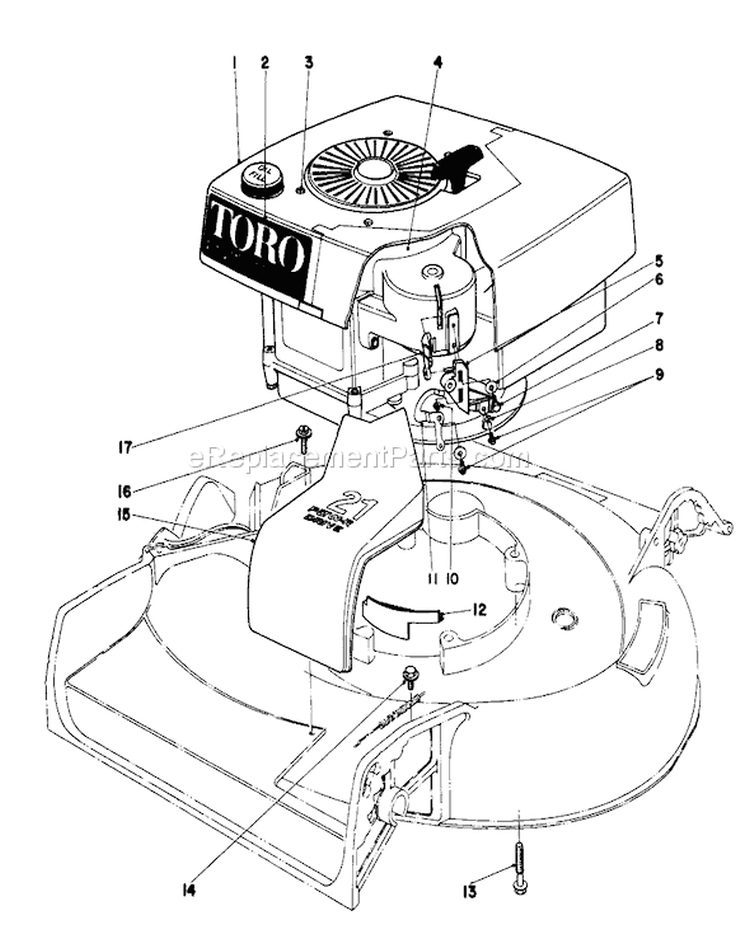 Engine Assembly Diagram and Parts List for 16320 0000001-0999999 - 1980 Toro Lawn Mower