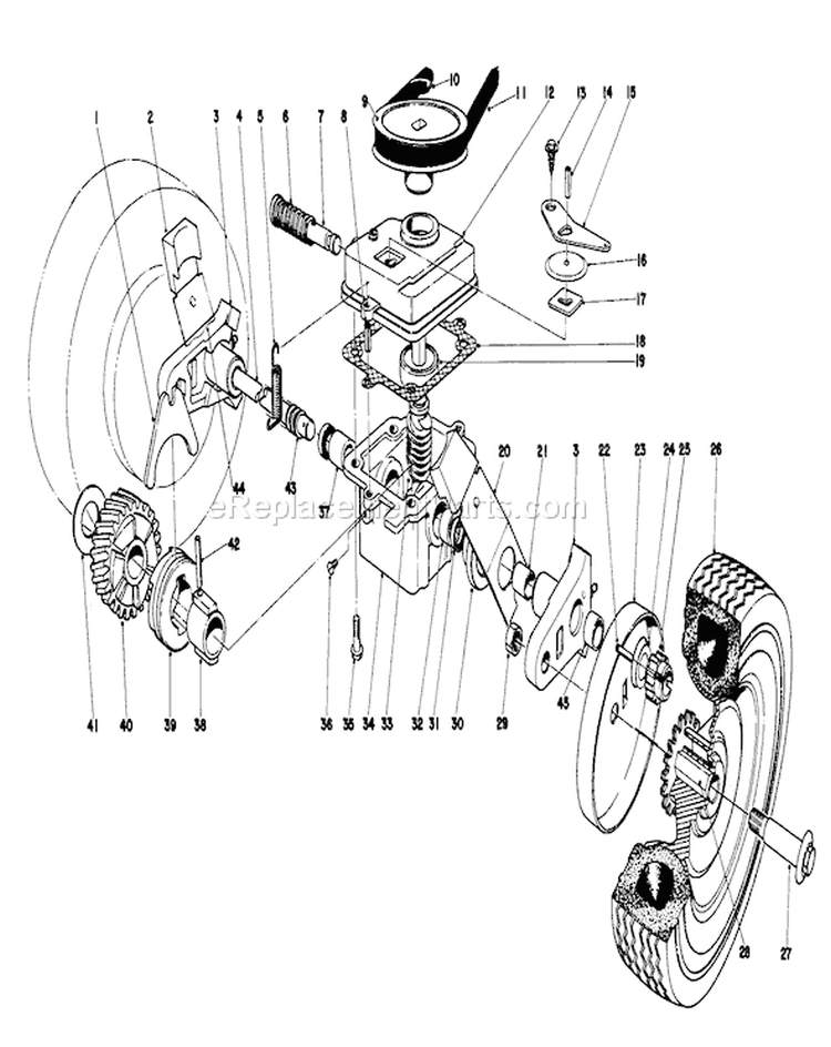 Gear Box Assembly Diagram and Parts List for 16320 1000001-1999999 - 1981 Toro Lawn Mower