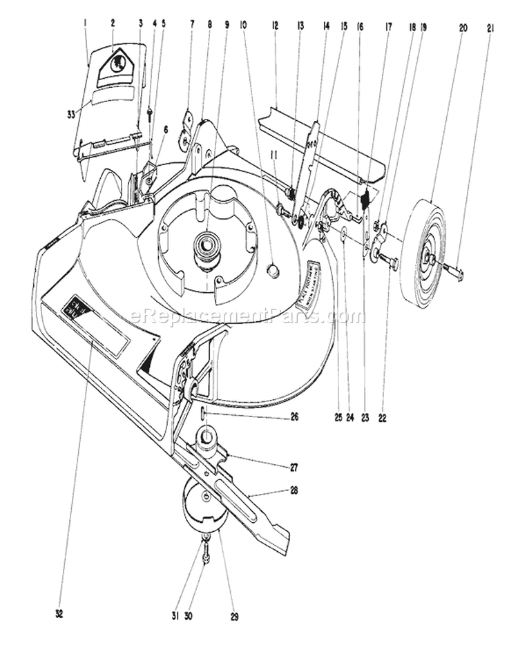 Housing Assembly Diagram and Parts List for 16320 1000001-1999999 - 1981 Toro Lawn Mower