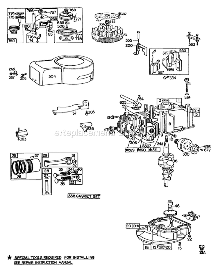 Engine Diagram and Parts List for 16330 3000001-3999999 - 1983 Toro Lawn Mower