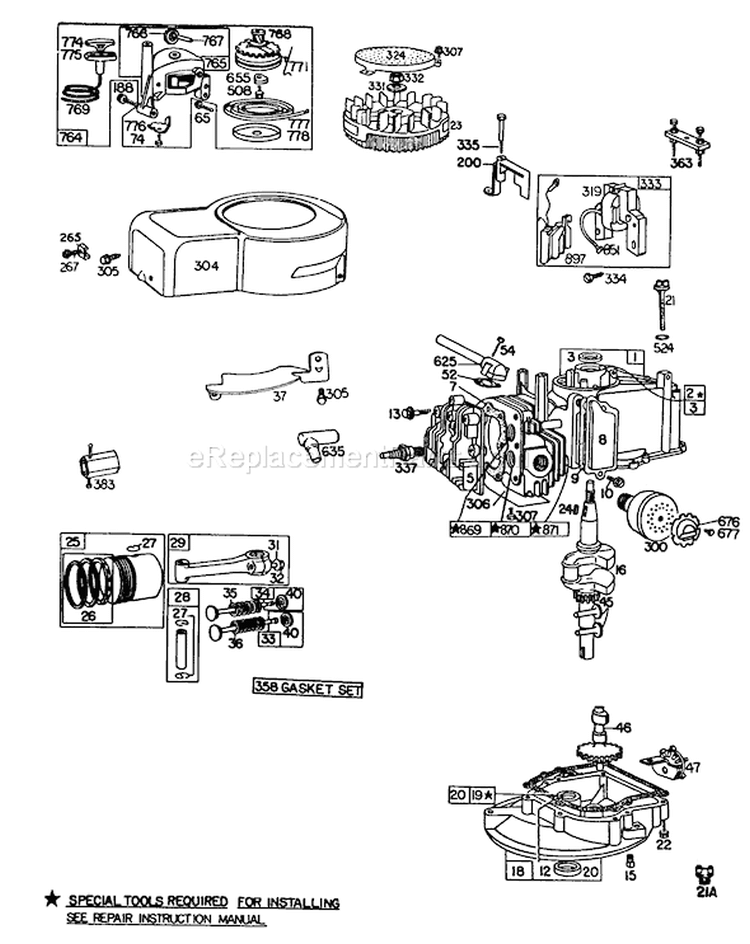 Engine Diagram and Parts List for 16330 5000001-5999999 - 1985 Toro Lawn Mower