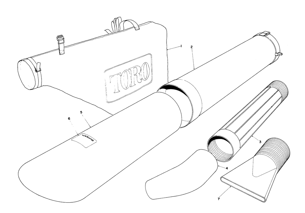 Rake-O-Vac Bagging Kit Model 51523 (Standard On Model 51540 Optional On Model 51530) Diagram and Parts List for 51530 5000001 - 5999999 Toro Leaf Blower / Vacuum