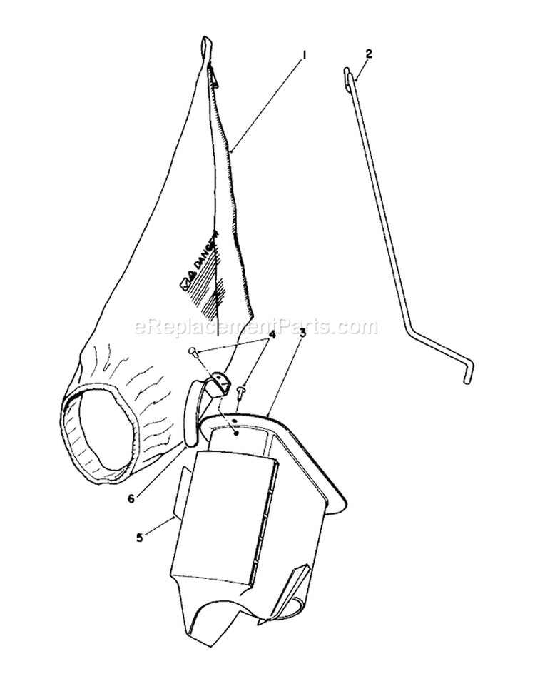 Bagging Kit Diagram and Parts List for 16340C 6000001-6999999 - 1986 Toro Lawn Mower