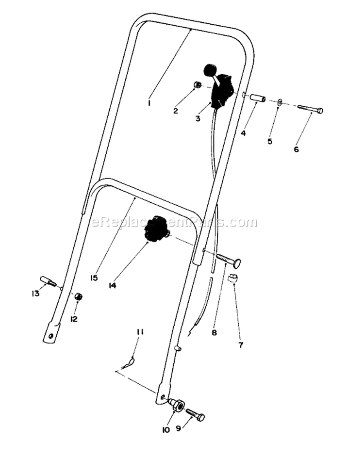 Handle Assembly Diagram and Parts List for 16340C 6000001-6999999 - 1986 Toro Lawn Mower