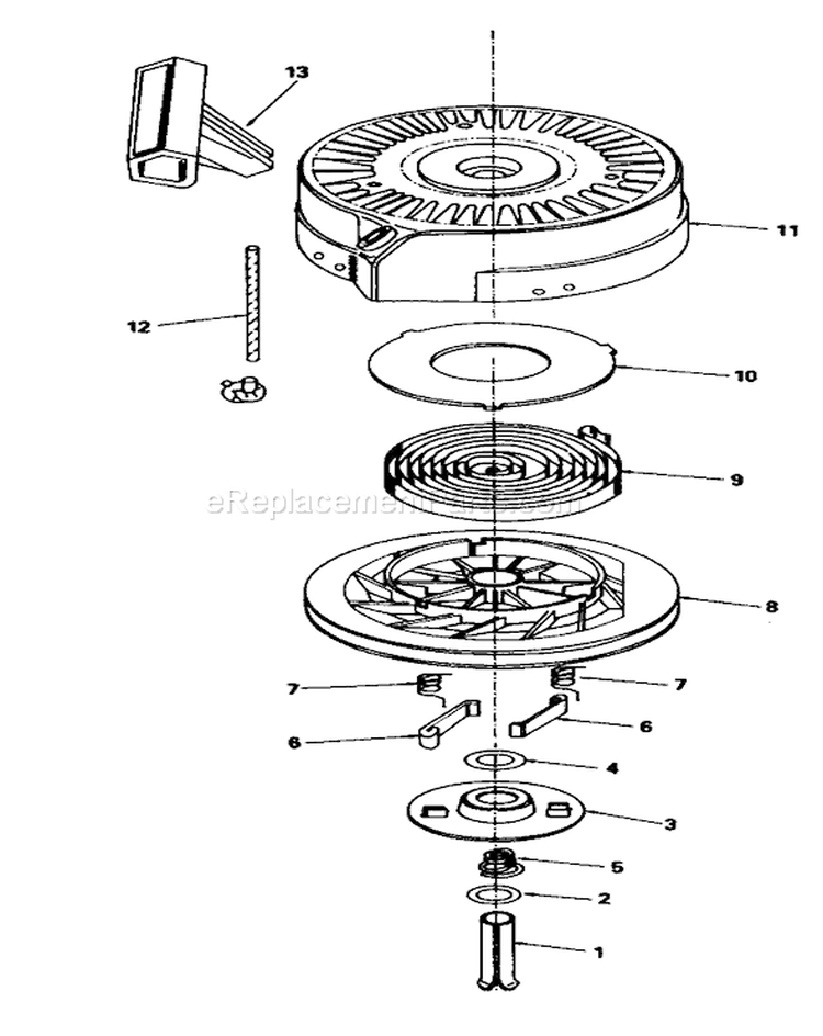 Rewind Starter N0. 590635 Diagram and Parts List for 16340C 7000001-7999999 - 1987 Toro Lawn Mower