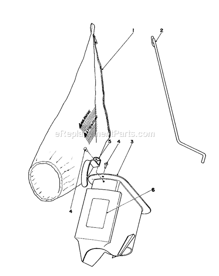 Bagging Kit Diagram and Parts List for 16360 0000001-0999999 - 1980 Toro Lawn Mower