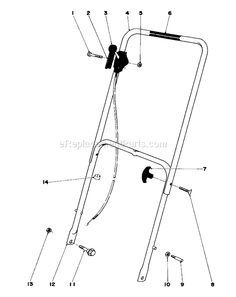 Handle Assembly Diagram and Parts List for 16360 0000001-0999999 - 1980 Toro Lawn Mower