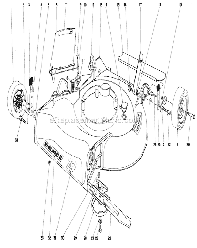 Housing Assembly Diagram and Parts List for 16360 9000001-9999999 - 1979 Toro Lawn Mower